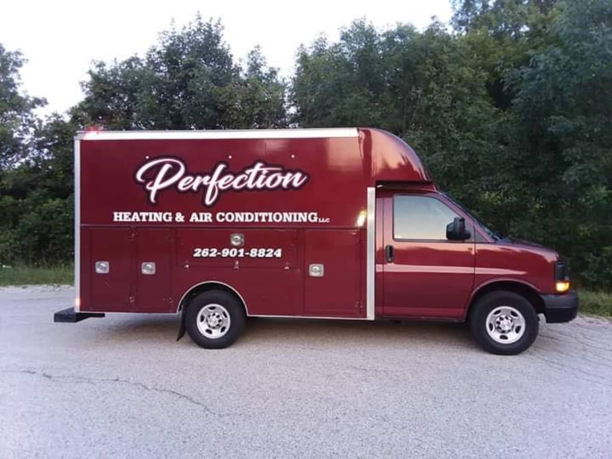 Perfection Heating & Air Conditioning branded truck